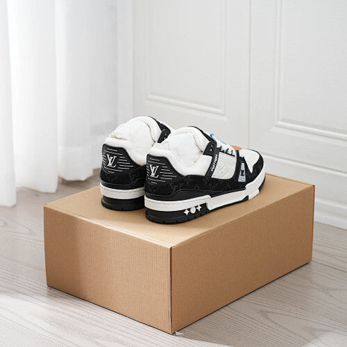 LV Trainer Sneakers - Monogram Denim & Calf Leather Unisex Classic