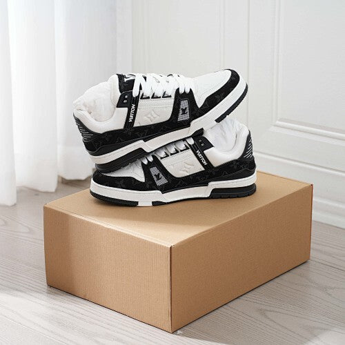 LV Trainer Sneakers - Monogram Denim & Calf Leather Unisex Classic