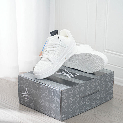 LV Trainer Sneakers - Monogram Denim & Calf Leather Unisex Classic