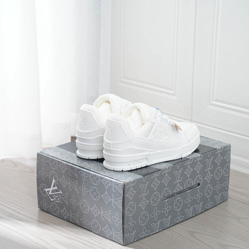 LV Trainer Sneakers - Monogram Denim & Calf Leather Unisex Classic
