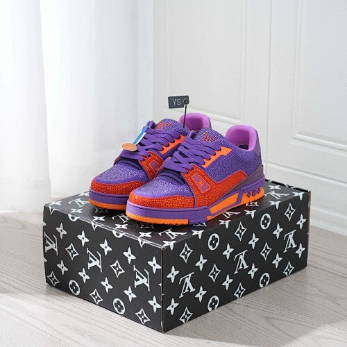 LV Trainer Sneakers - Monogram Denim & Calf Leather Unisex Classic