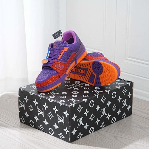 LV Trainer Sneakers - Monogram Denim & Calf Leather Unisex Classic