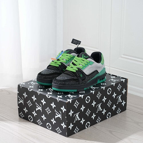 LV Trainer Sneakers - Monogram Denim & Calf Leather Unisex Classic