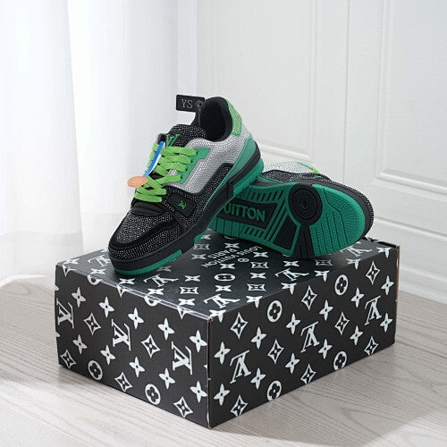 LV Trainer Sneakers - Monogram Denim & Calf Leather Unisex Classic