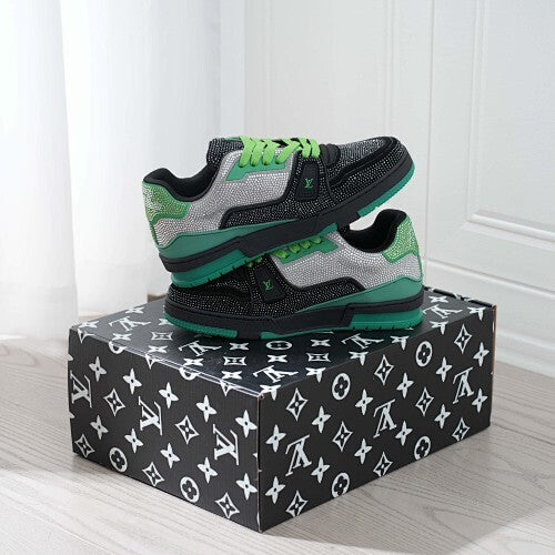 LV Trainer Sneakers - Monogram Denim & Calf Leather Unisex Classic