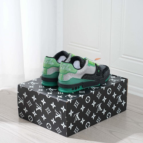 LV Trainer Sneakers - Monogram Denim & Calf Leather Unisex Classic