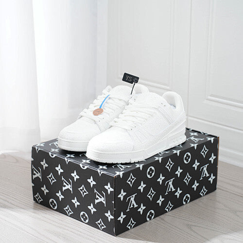 LV Trainer Sneakers - Monogram Denim & Calf Leather Unisex Classic