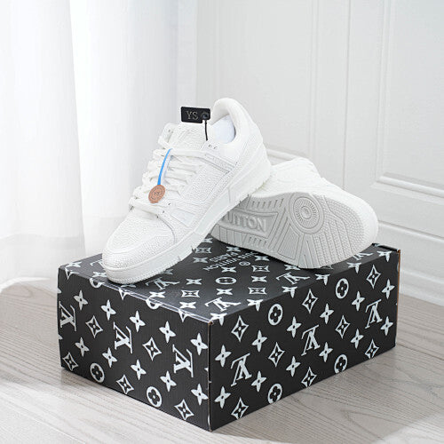 LV Trainer Sneakers - Monogram Denim & Calf Leather Unisex Classic