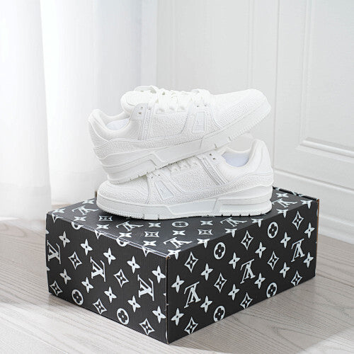 LV Trainer Sneakers - Monogram Denim & Calf Leather Unisex Classic