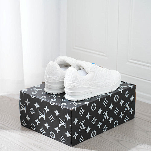 LV Trainer Sneakers - Monogram Denim & Calf Leather Unisex Classic
