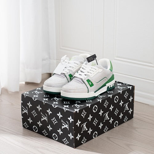 LV Trainer Sneakers - Monogram Denim & Calf Leather Unisex Classic