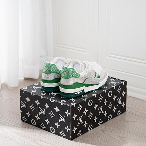 LV Trainer Sneakers - Monogram Denim & Calf Leather Unisex Classic