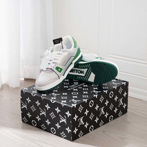 LV Trainer Sneakers - Monogram Denim & Calf Leather Unisex Classic