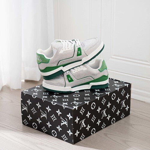 LV Trainer Sneakers - Monogram Denim & Calf Leather Unisex Classic