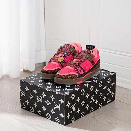 LV Trainer Sneakers - Monogram Denim & Calf Leather Unisex Classic