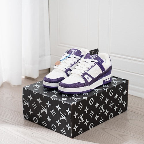 LV Trainer Sneakers - Monogram Denim & Calf Leather Unisex Classic