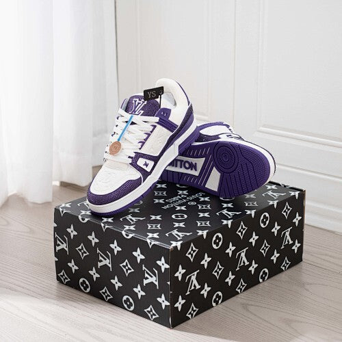 LV Trainer Sneakers - Monogram Denim & Calf Leather Unisex Classic