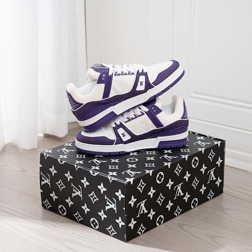 LV Trainer Sneakers - Monogram Denim & Calf Leather Unisex Classic