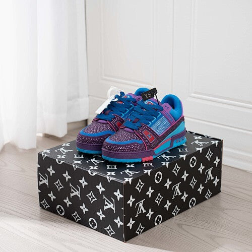 LV Trainer Sneakers - Monogram Denim & Calf Leather Unisex Classic