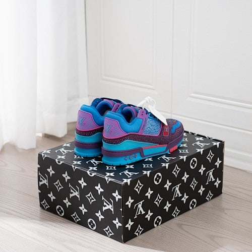 LV Trainer Sneakers - Monogram Denim & Calf Leather Unisex Classic