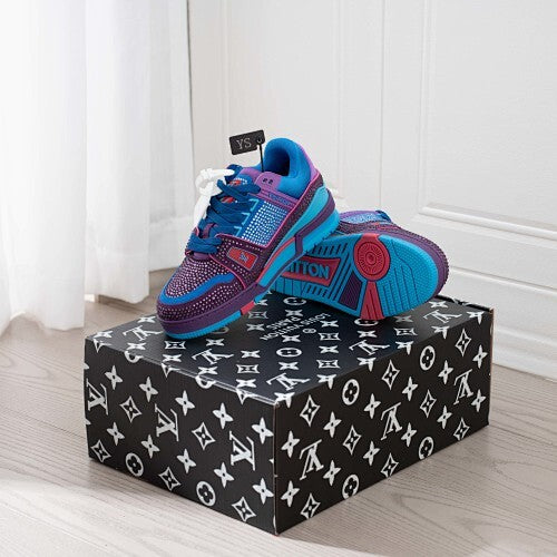 LV Trainer Sneakers - Monogram Denim & Calf Leather Unisex Classic
