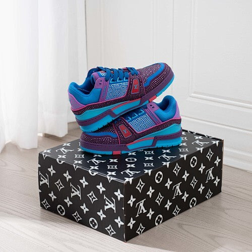 LV Trainer Sneakers - Monogram Denim & Calf Leather Unisex Classic