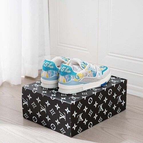 LV Trainer Sneakers - Monogram Denim & Calf Leather Unisex Classic