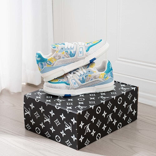 LV Trainer Sneakers - Monogram Denim & Calf Leather Unisex Classic