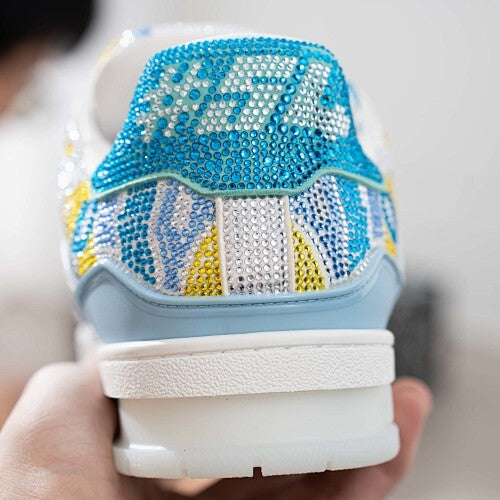 LV Trainer Sneakers - Monogram Denim & Calf Leather Unisex Classic