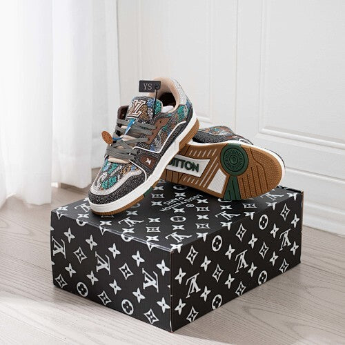 LV Trainer Sneakers - Monogram Denim & Calf Leather Unisex Classic