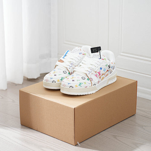 LV Trainer Sneakers - Monogram Denim & Calf Leather Unisex Classic