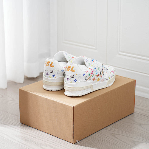 LV Trainer Sneakers - Monogram Denim & Calf Leather Unisex Classic