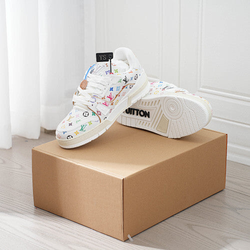 LV Trainer Sneakers - Monogram Denim & Calf Leather Unisex Classic