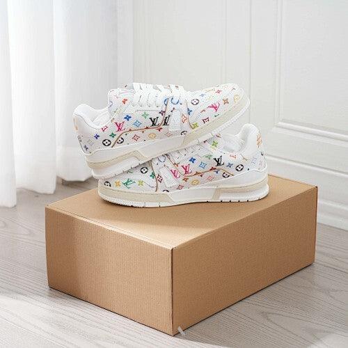 LV Trainer Sneakers - Monogram Denim & Calf Leather Unisex Classic