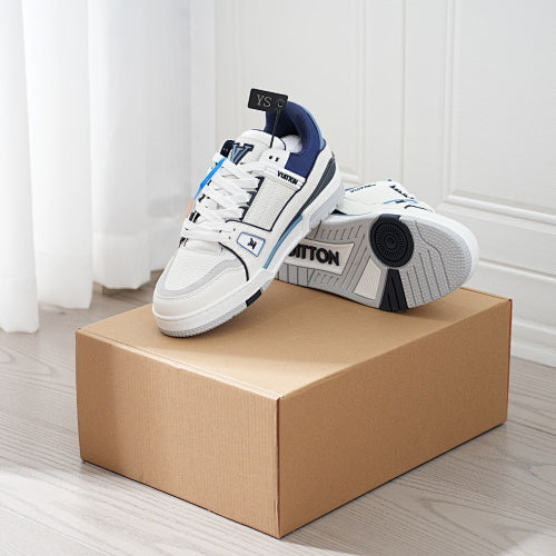 LV Trainer Sneakers - Monogram Denim & Calf Leather Unisex Classic