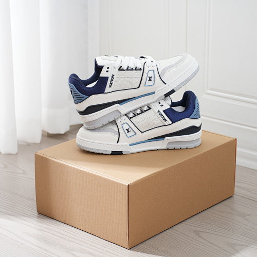 LV Trainer Sneakers - Monogram Denim & Calf Leather Unisex Classic