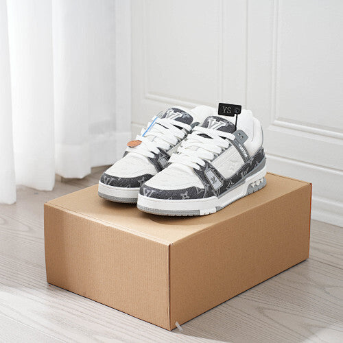 LV Trainer Sneakers - Monogram Denim & Calf Leather Unisex Classic