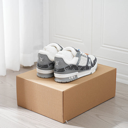 LV Trainer Sneakers - Monogram Denim & Calf Leather Unisex Classic