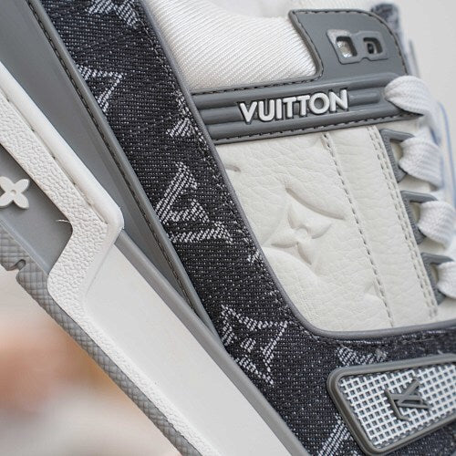 LV Trainer Sneakers - Monogram Denim & Calf Leather Unisex Classic