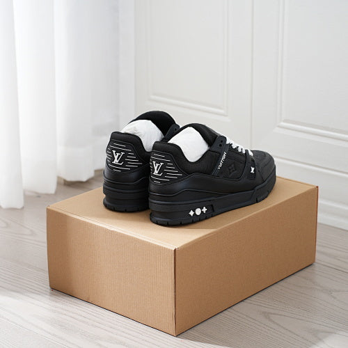 LV Trainer Sneakers - Monogram Denim & Calf Leather Unisex Classic