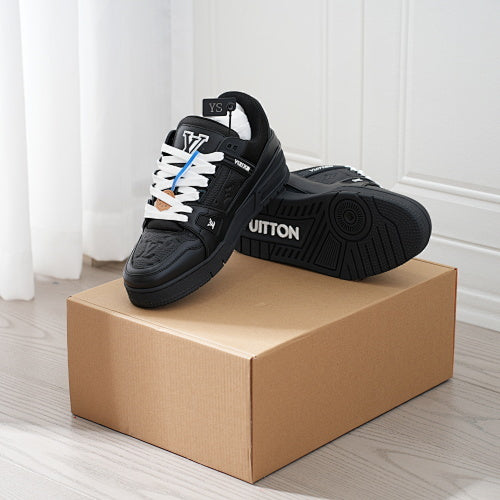 LV Trainer Sneakers - Monogram Denim & Calf Leather Unisex Classic