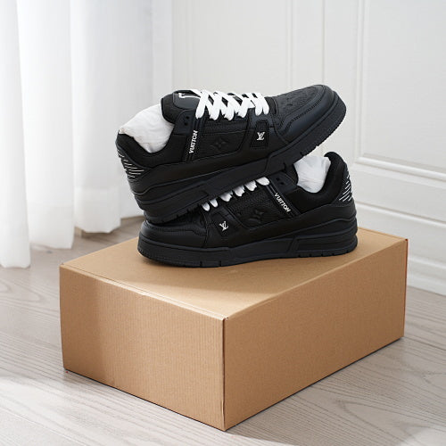 LV Trainer Sneakers - Monogram Denim & Calf Leather Unisex Classic