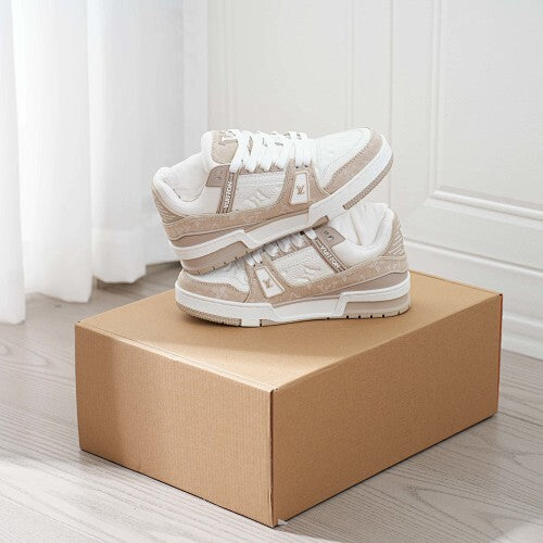 LV Trainer Sneakers - Monogram Denim & Calf Leather Unisex Classic