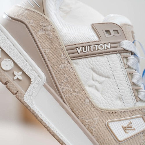 LV Trainer Sneakers - Monogram Denim & Calf Leather Unisex Classic