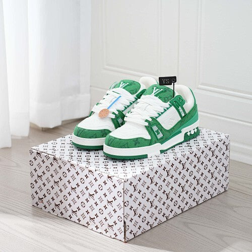 LV Trainer Sneakers - Monogram Denim & Calf Leather Unisex Classic