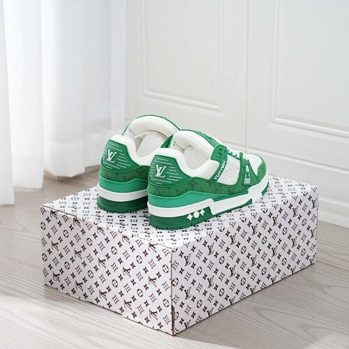 LV Trainer Sneakers - Monogram Denim & Calf Leather Unisex Classic