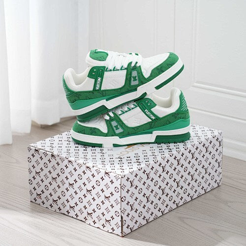 LV Trainer Sneakers - Monogram Denim & Calf Leather Unisex Classic